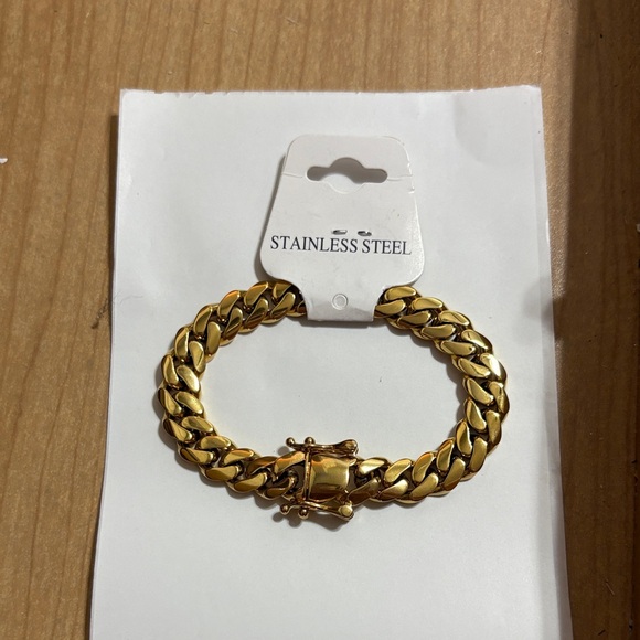 Gold Cuban Stainless Steel Men's Bracelet